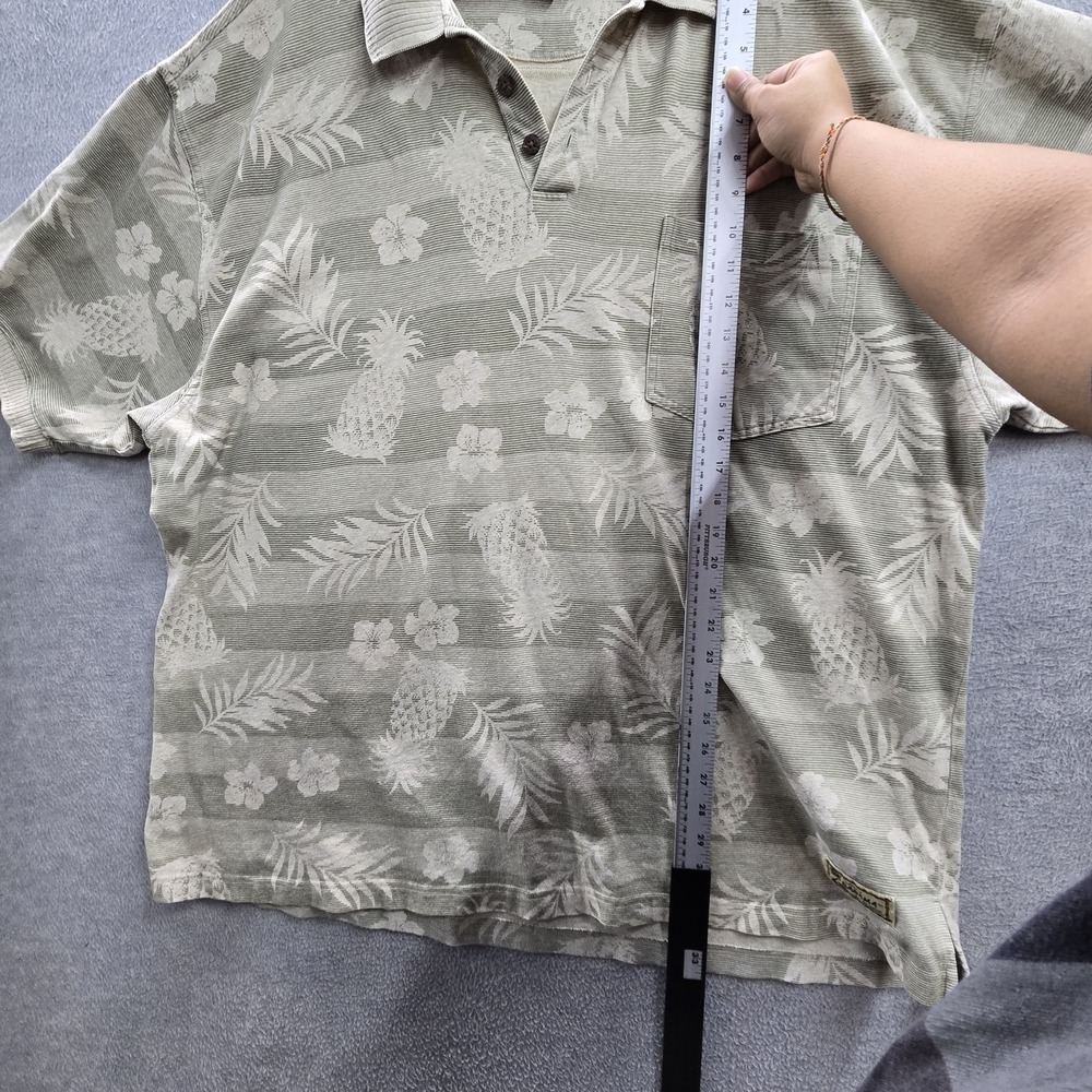 Tommy Bahama Men Polo XXL Green Floral Pineapples Hawaiian Short Sleeve - Picture 5 of 9
